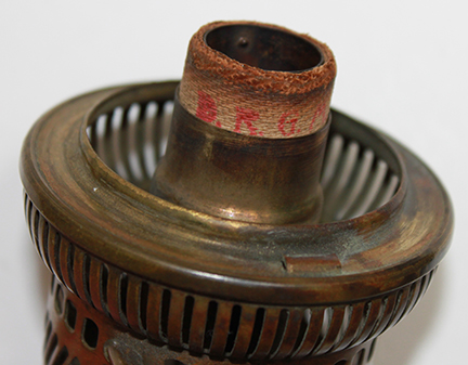 Index burner with gallery and upper outer wick tube removed
