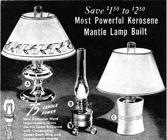 Wards pre war lamps catalog ad